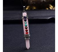 DOUPE Healing crystal decoration 1PC Natural Stone Pencil Point Pendulum for dowsing 7 Chakra Wand Reiki quartz crystal pendant pendulo Meditation Spiritual Gift (Color : Rose quartz)