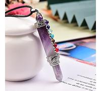 DOUPE Healing crystal decoration 1PC Natural Stone Pencil Point Pendulum for dowsing 7 Chakra Wand Reiki quartz crystal pendant pendulo Meditation Spiritual Gift (Color : Amethyst)