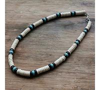DOUPE Surfer Necklace Made from white,Black and Blue Beads for men tribal jewelry Healing Crystal Stone