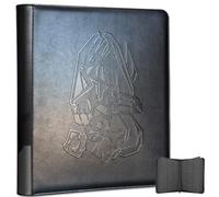 Douper Toploader Binder for Pokemon Cards, Oversized 9 Pocket 252 Top Loaders Holder, EverGuard Protection, Customizable Label Slot, Premium 3D-Embossed Design - Unique Gift for Collectors (Black)