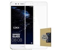 doupi 2X FullCover Screen Protector for Huawei P10 Lite, Premium 9H HD Anti Scratch [3D Touch Supported] Tempered Glass Film, 2-Pack, white