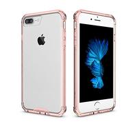 doupi PerfectFit AirClear Case for iPhone 8/7 Plus (5.5 inch) with Crystal Clear back shell and protection frame bumper cover, pink