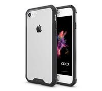 doupi PerfectFit AirClear Case for iPhone SE (2022) / iPhone 8/7 (4.7 inch) with Crystal Clear back shell and protection frame bumper cover, black