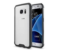 doupi PerfectFit AirClear Case for Samsung Galaxy S7 with Crystal Clear back shell and protection frame bumper cover, black