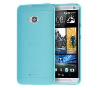 doupi PerfectFit TPU Case for HTC ONE (M7) with built-in dust plugs Silicone Case Cover Bumper Skin Matte Clear Blue