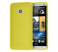 doupi PerfectFit TPU Case for HTC ONE (M7) with built-in dust plugs Silicone Case Cover Bumper Skin Matte Clear Yellow