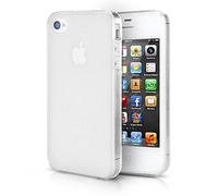 doupi PerfectFit TPU Case for iPhone 4 4S with built-in dust plugs Silicone Case Cover Bumper Skin Matte Clear White