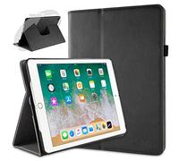 doupi Smart Flip Cover for iPad (5. Gen. 2017 & 6. Gen. 2018), Deluxe Protective Case with Sleep/Wake Function 360 Degree Rotatable Stand Screen Protector, Black