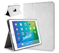doupi Smart Flip Cover for iPad Air 2 (2. Gen.), Deluxe Protective Case with Sleep/Wake Function 360 Degree Rotatable Stand Screen Protector, White