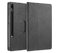 doupi Smart Flip Cover for Samsung Tab S7 Plus / S7+ (12.4 inch), Deluxe Protective Case with Sleep/Wake Function 360 Degree Rotatable Stand Screen Protector, Black