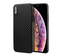 doupi UltraSlim Case for iPhone XS (5.8 inch), Ultra Thin Feather Light Skin Protective Cover, Carbon Fiber Look Black