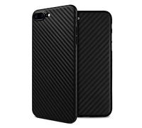 doupi UltraSlim Cover for iPhone 8 Plus / 7 Plus (5.5 inch) Carbon Fiber Look Feather Light Skin Protective Bumper Shell Hardcase, black