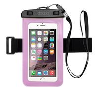 doupi Waterproof Phone Case 100x190mm for 4.3 to 7.0 inch Smartphone e.g. iPhone Samsung S3 S4 S5 with Touchscreen Function and Audio Output for Headphone Waterproof Protective Case Water Resistant Beach Bag Armband Pink