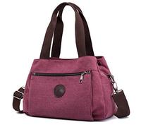 DOURR Hobo Handbags Canvas Crossbody Bag for Women, Multi Compartment Tote Purse Bags, Burgundy - Medium, Medium