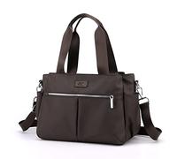 DOURR Hobo Handbags Light Nylon Crossbody Bags for Women, Multi Compartment Work Going Out Tote, Coffee - Medium, Medium
