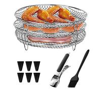 Dous Air Fryer Racks For Ninja,Three Layer Stackable Dehydrator Rack 7.8inch Stainless Steel Round Multi-Layer Air Fryer Basket Tray Multi-Layer Dehydrator Rack Air Fryer Accessories