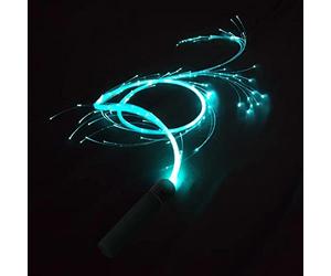 Dous LED Fiber Optic Space Whip,360-degree Rotating Dance Whip, Dance Whip 7 Light Color Changes,Battery Powered Fiber Optic Whip For Show Music Festival