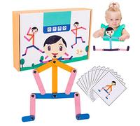 Dous Wood Robot Toy, Adjustable Wooden Man Robots | Portable Interactive Toy with Cards And Action Travel Toys Robot Gifts for 3-8 Years Old Boys And Girls