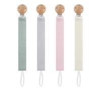 DOUUCO 4Pcs Dummy Clips Cotton Fabric Clips for Baby, Mam Soother Chain Holder Straps Teething Baby Teething Toys Fits All Pacifiers