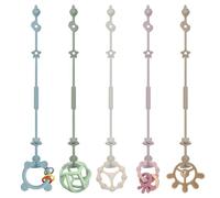 DOUUCO 5Pcs Silicone Toy Clip Toy Safety Strap Strap Food Grade Silicone Toy Clip Adjustable Sippy Cup Strap for Strollers, Cribs, Car Seat, High Chair, Teethers, Sippy Cup Handles Toys
