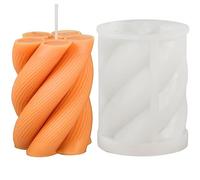 Douup Pillar Candle Mold, 3D Cylindrical Stripe Candle Mold, Candle Molds for Candle Making, Silicone Mold for Crafts Aromatherapy Candle Handmade, Soap Making, Candles Home Decoration,A