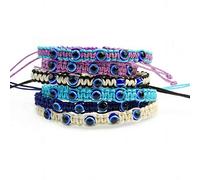 DouuYuhet Evil Eye Hamsa Blue Beaded Hand of Fatima Turkish Lucky Evil Eye Bracelet Charm Stretch Bracelet for Protection and Blessing, Hamsa Blue Pearl