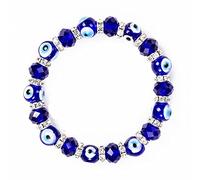 DouuYuhet Evil Eye Hamsa Blue Beaded Hand of Fatima Turkish Lucky Evil Eye Bracelet Charm Stretch Bracelet for Protection and Blessing, Crystal, Hamsa Blue Pearl