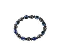 DouuYuhet Evil Eye Hamsa Blue Beaded Hand of Fatima Turkish Lucky Evil Eye Bracelet Charm Stretch Bracelet for Protection and Blessing, 8 inch, Hamsa Blue Pearl