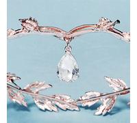 DouuYuhet Gold Spirit Headpiece for Women Leaf Crown Fairy Queen Headband for Renaissance Halloween Cosplay Costume Hair Accessory (Rose Gold)