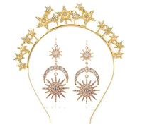 DouuYuhet Star Halo Crown Celestial Headpieces, Moon Goddess Headpiece, Tiaras Crowns for Women Girls Boho Bridal Wedding Headpiece (GoldA)