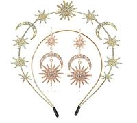 DouuYuhet Star Halo Crown Celestial Headpieces, Moon Goddess Headpiece, Tiaras Crowns for Women Girls Boho Bridal Wedding Headpiece (GoldE)
