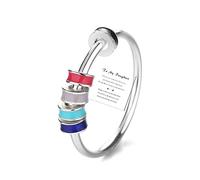 DouuYuhet To My Daughter Fidget Anxiety Rings 925 Sterling Silver for Women Cubic Zirconia Anxiety Ring for Daughter Sterling Silver Spinner Ring Gifts with Jewellery Box, 9, Sterling Silver, Cubic