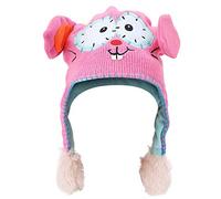 DouWen MO Knitting Wool Cute Hat with Moving Ears, Funny Interactive Toy Cap for Children and Babies, Soft Knit Wool Hat with Press - Activated Wiggling Ears for Toddlers Over 18 (Pink)