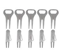 DouWen MO Zinc - Alloy Golf Divot Fork Repair Tool, Dual Head Divot Tool with Beaded Keychain String, Round and Bend Head Design for Ball Mark Repair and Club Groove Cleaning