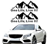 douyif Car Sticker Mountains Sticker 20 x 8 cm Car Sticker Mountain "One Life Live It" Sticker Mountains Outline Sticker Car Sticker Mountains for Car Boot Caravan Truck 2 Pieces (Black)