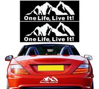 douyif Car Sticker Mountains Sticker 20 x 8 cm Car Sticker Mountain "One Life Live It" Sticker Mountains Outline Sticker Car Sticker Mountains for Car Boot Caravan Truck 2 Pieces (White)