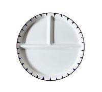 DouYuan Divided Plate Round Porcelain, 8 Inch Portion Control Plates for Adults Ceramic, Healthy Eating Section Plate for Dessert Salad Steak Sushi Spaghetti