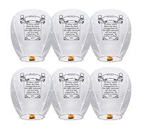 Douzi Chinese Sky Lanterns (6 Pack) 100% Biodegradable No Assembly Required - Beautiful Lantern for White for Weddings, Birthdays, Parties,Memorials and Much More