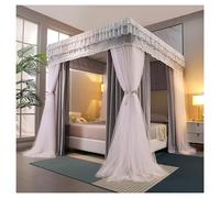 DOUZIO 4 Poster Bed Canopy, Princess Canopy for Girls Bedroom Decor Bed Curtains Canopy Mosquito Net Set for Double/King/Super King Size Bed Canopy with Frame(Size:180×220×200cm,Color:Grey)