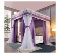 DOUZIO 4 Poster Bed Canopy, Princess Canopy for Girls Bedroom Decor Bed Curtains Canopy Mosquito Net Set for Double/King/Super King Size Bed Canopy with Frame(Size:180×200×200cm,Color:Purple)