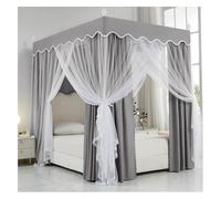 DOUZIO Canopy Bed Curtains, Bedroom Princess Mosquito Net with Frame 4 Poster Bed Canopy for Girls Bed Canopies & Drapes for Full/King/Queen Size Bed(Size:180×200×200cm,Color:Grey)