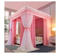 DOUZIO Canopy Bed Curtains, Mosquito Net for Bed 4 Poster Bed Canopy for Girls Princess Canopy Net Bedroom Bed Canopies & Drapes for Full/King/Queen Size Bed with Frame(Size:150×200×200cm,Color:Pink)