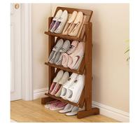 DOUZIO Narrow Shoe Rack Rattan & Bamboo Tall Shoe Rack Thin Shoe Storage Stand Space Saving Shoe Shelf for Flats, Boots, Heels, Sneakers(Size:53×22.5×91.5cm,Color:A)