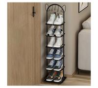 DOUZIO Narrow Shoe Rack, Tall Shoe Shelf Free Standing Shoe Stand Metal Cat Ear Shape Slim Shoe Rack Vertical Shoe Organizer for Hallway Outdoor(Size:6 layers,Color:Black)