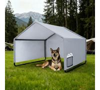 DOVACS 3 in 1 Extra Large Dog House Outdoor,Dog Shade with Roller Shutters and Removable Rear Door，Outside Sun Rain Canopy Pet House for Pet Cat Chicken Livestock 4'x 4'x 3.3'