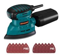 DOVAMAN DLS03A Detail Palm Sander, 130W, Dust Collection System, 12PCS Sandpaper, 12000RPM Compact Hand Tool for Wood Steel Surfaces