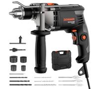 DOVAMAN PHD03B Hammer Drill, 850W Electric Impact Drill, Variable Speed 0-3000RPM, 13mm Metal Chuck, 360° Auxiliary Handle, Corded Drill Kit for Concrete, Wood, Steel, Bits & Carrying Case Included