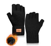 DOVAVA Fingerless Gloves for Men,Thermal Winter Touchscreen Kint Gloves for Men&Women,HalfFinger with Soft Lining for Running Cycling Outdoor(Black)