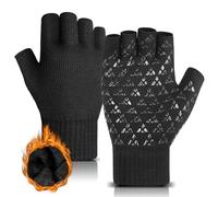 DOVAVA Fingerless Gloves for Men Women,Winter Gloves Anti-Slip,Touchscreen Knit Gloves with Thermal Fleece Lining for Driving Outdoor,Black
