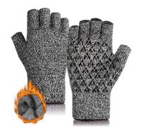 DOVAVA Fingerless Gloves for Men Women,Winter Gloves Anti-Slip,Touchscreen Knit Gloves with Thermal Fleece Lining for Driving Outdoor(BlackWhite)